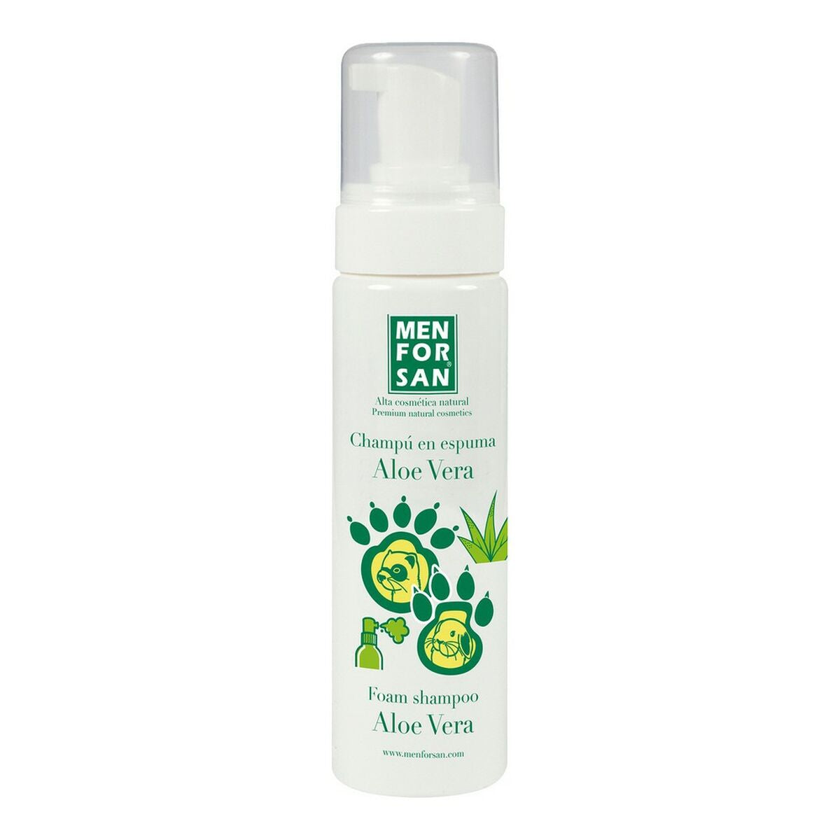 Menforsan Foam Aloe Vera Shampoo für Hunde, Katzen & Nagetiere – 200 ml