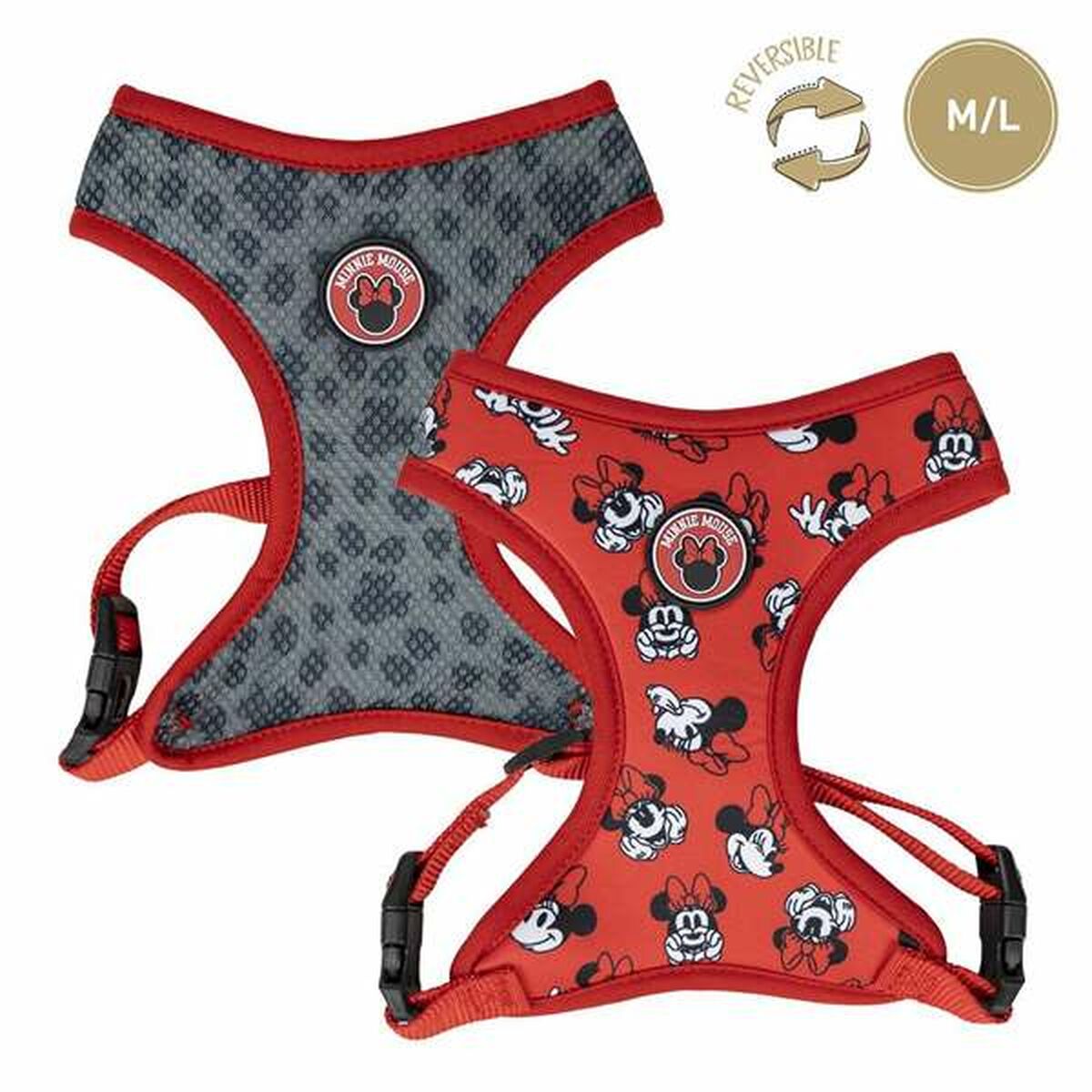 Minnie Mouse Hundegeschirr – Grau (Größe M/L)