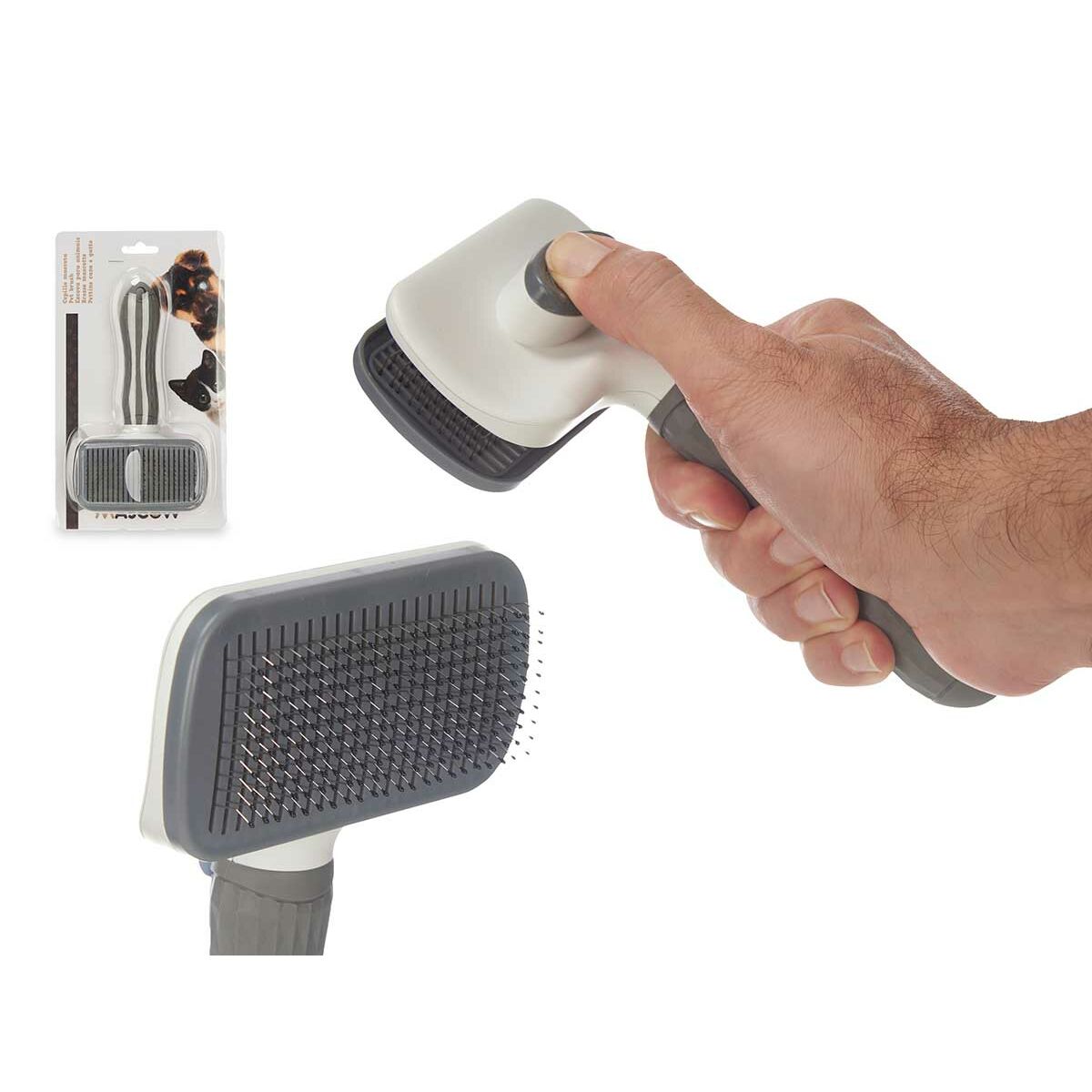 Mascow Hundebürste 334 – Anthrazit, ca. 10,5 x 19 x 6 cm (12 Stück)